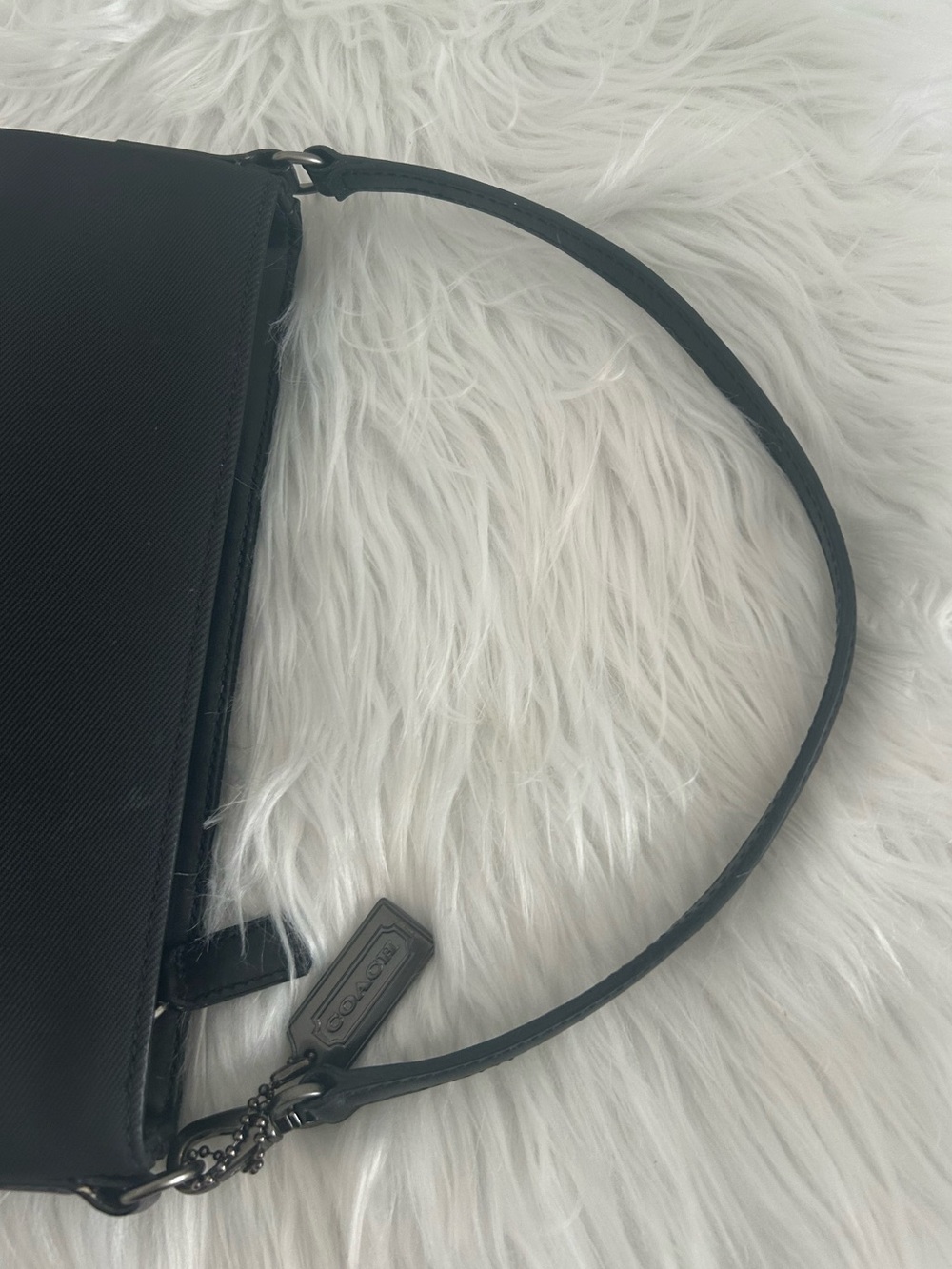 Coach Black Nylon Baguette Shoulder Bag Y2K Mini Zip Top Purse - Picture 12 of 16